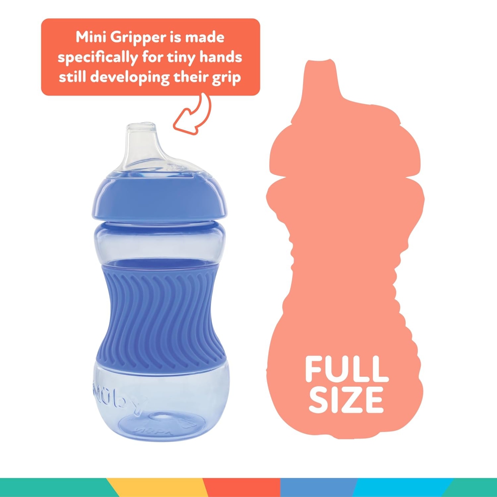 Nuby Mini Gripper Soft Spout Cup With Silicone Band | Soft Silicone | 6m+ | 180 ml - Assorted - Image 2