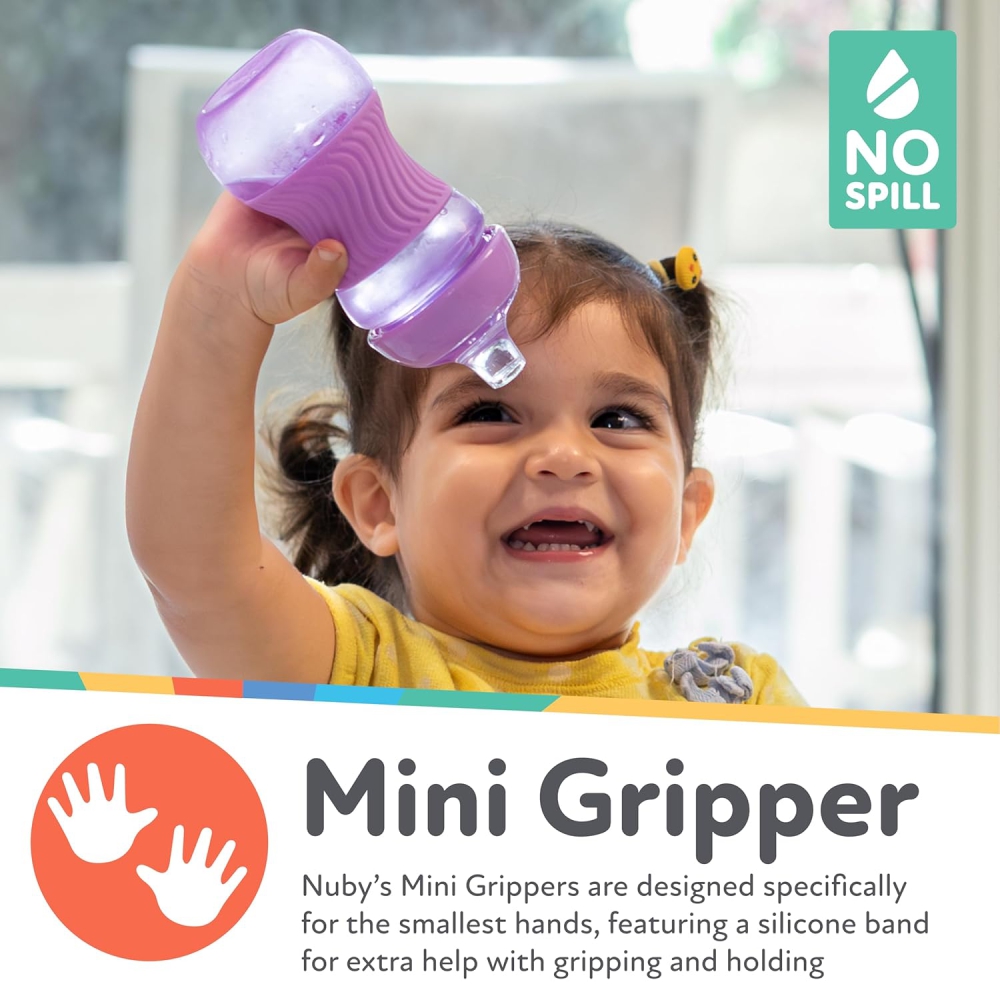 Nuby Mini Gripper Soft Spout Cup With Silicone Band | Soft Silicone | 6m+ | 180 ml - Assorted - Image 5