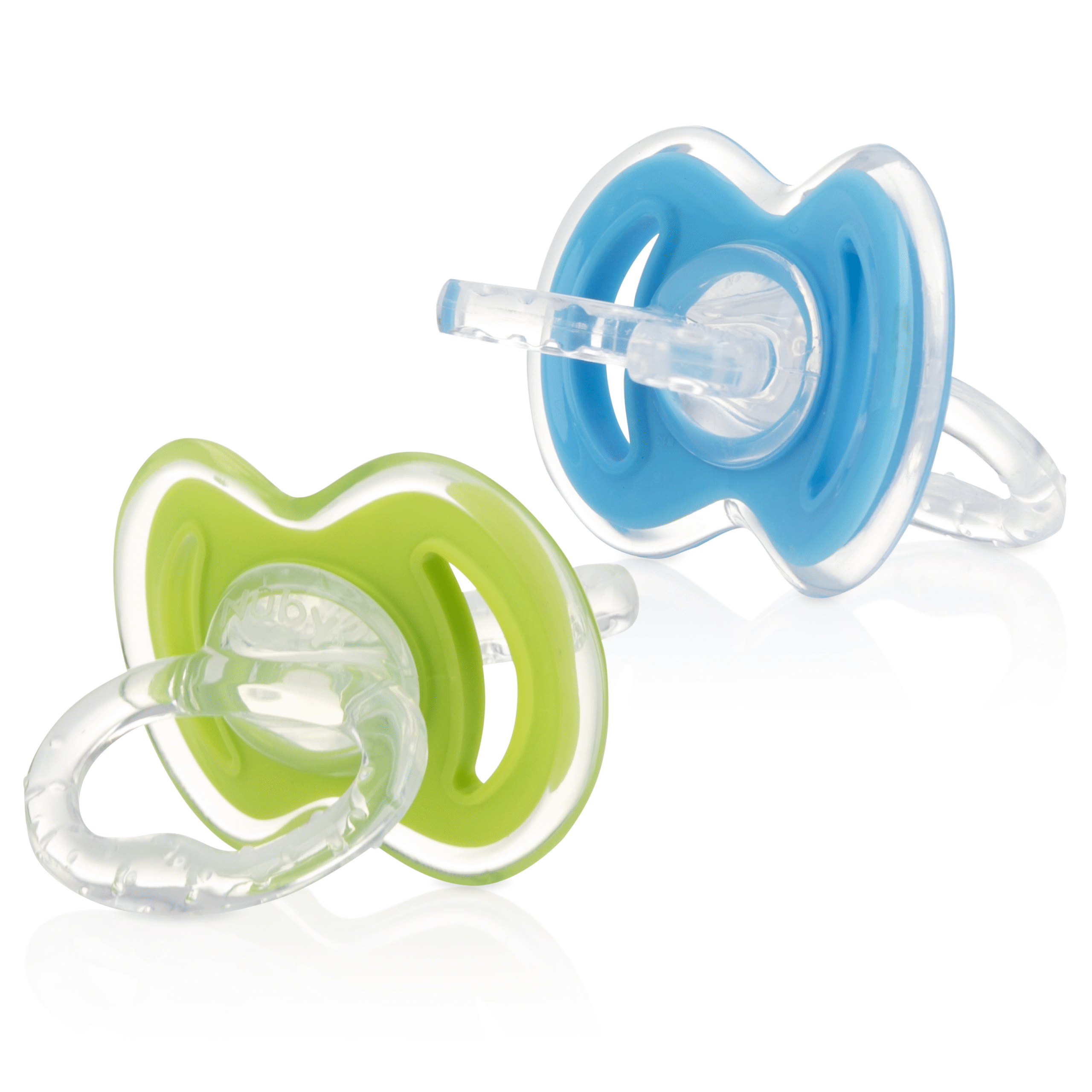 Nuby Gum-eez Pacifier Teether Set with Cover, 2 Pack, Blue and Green