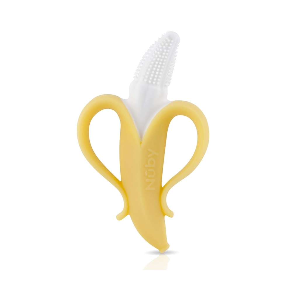 Nuby NanaNubs Banana Massaging Toothbrush | Soft Silicone | BPA Free | 3m+
