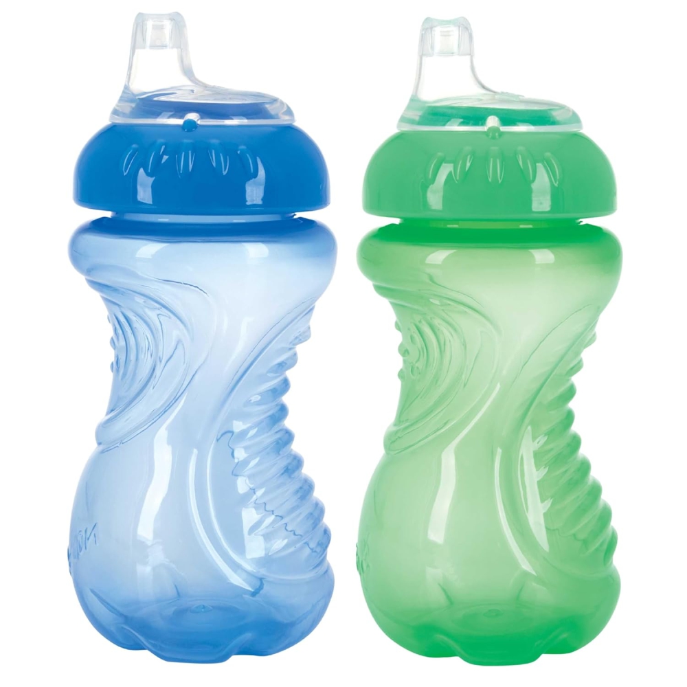 Nuby Easy Grip Soft Spout Cup | Soft Silicone | BPA Free | 6m+ | 300 ml | Pack Of 2 - Boy Edition