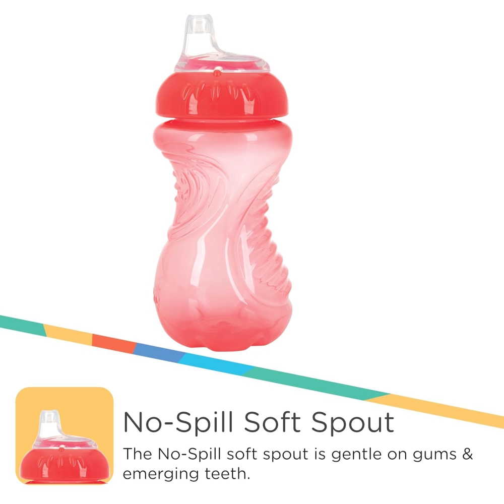 Nuby Easy Grip Soft Spout Cup | Soft Silicone | BPA Free | 6m+ | 300 ml | Pack Of 2 - Girl Edition - Image 4