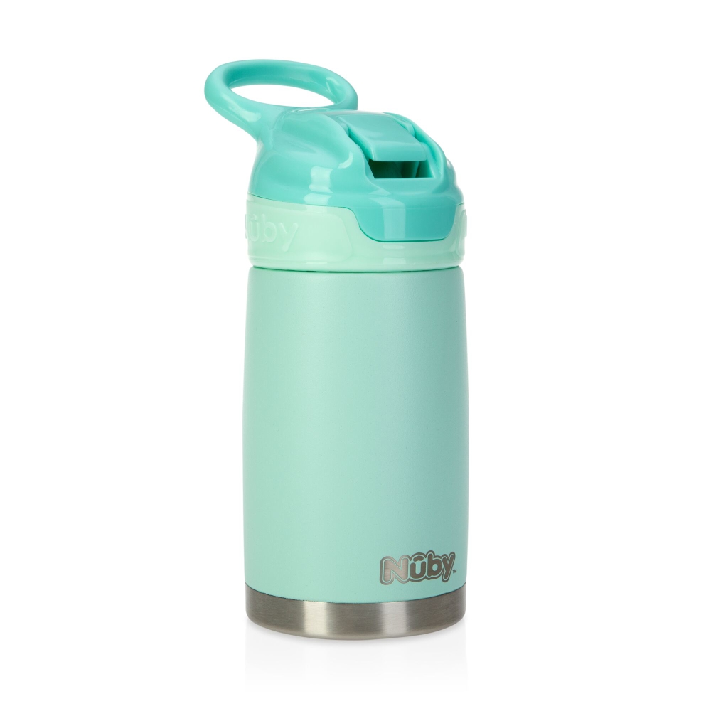Nuby Thirsty Kids Flip-It Reflex Water Canteen | No Spill | BPA Free | 18m+ | 300 ml - Aqua