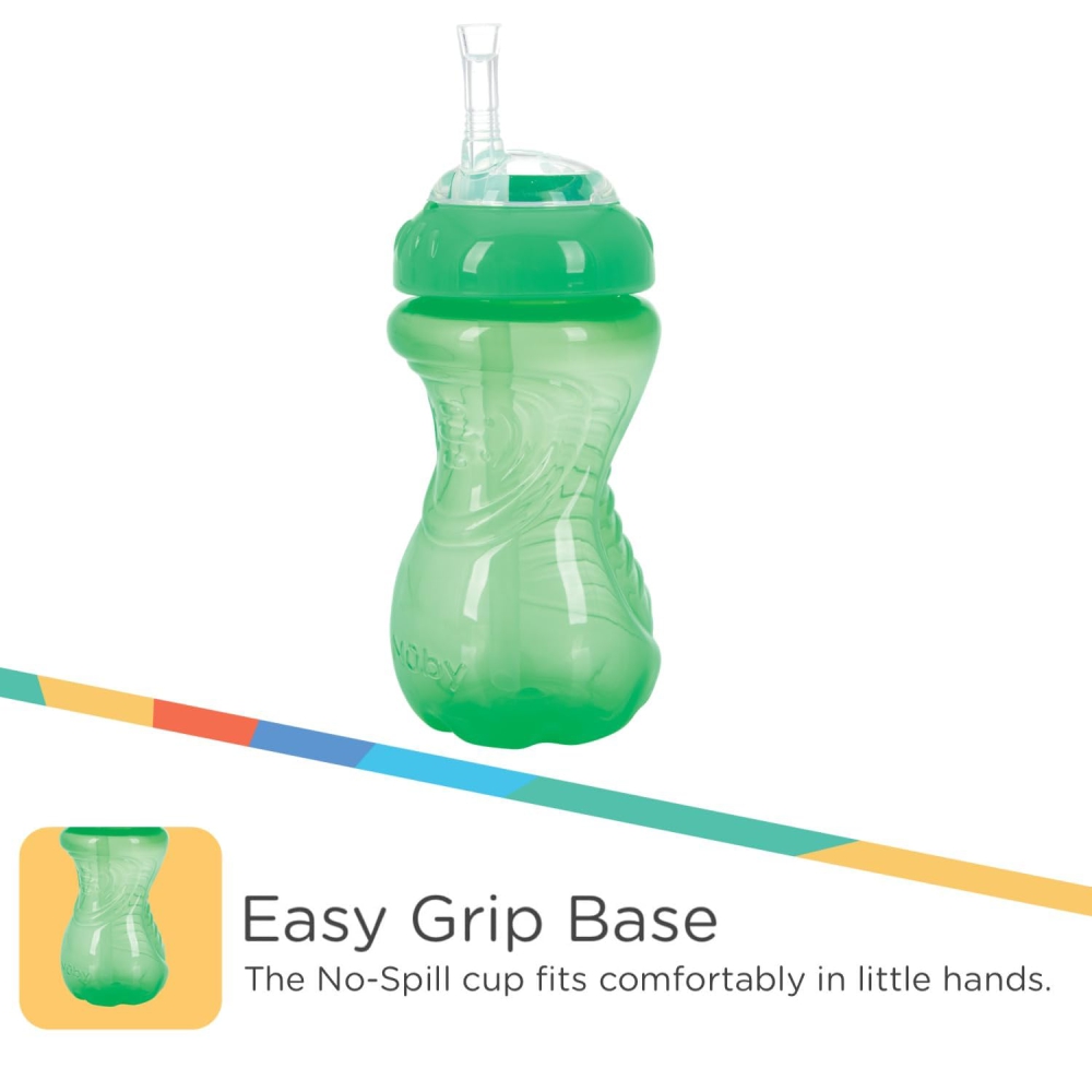 Nuby Easy Grip Soft Straw Cup | BPA Free | 12m+ | 300 ml | Pack Of 3 - Assorted - Image 3