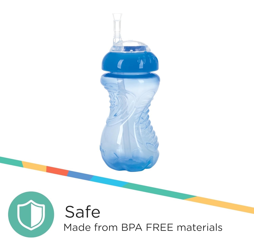 Nuby Easy Grip Soft Straw Cup | BPA Free | 12m+ | 300 ml | Pack Of 3 - Boy Edition - Image 4