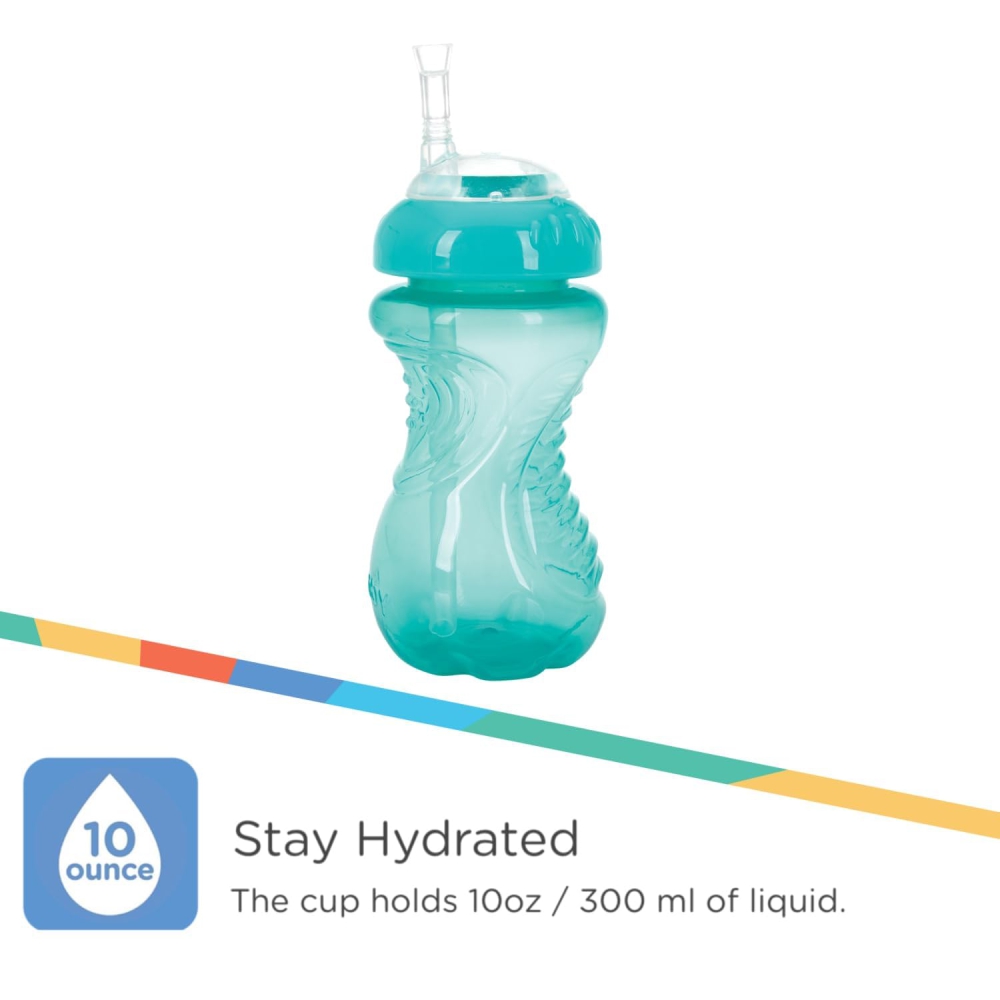 Nuby Easy Grip Soft Straw Cup | BPA Free | 12m+ | 300 ml | Pack Of 3 - Assorted - Image 5