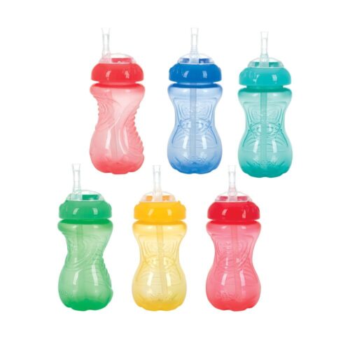 Nuby Easy Grip Soft Straw Cup | BPA Free | 12m+ | 300 ml | Pack Of 3 - Assorted