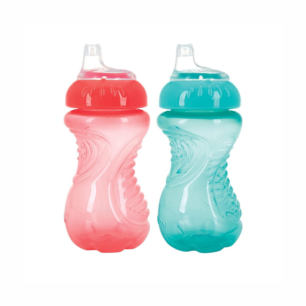 Nuby Easy Grip Soft Spout Cup | Soft Silicone | BPA Free | 6m+ | 300 ml | Pack Of 2 - Girl Edition