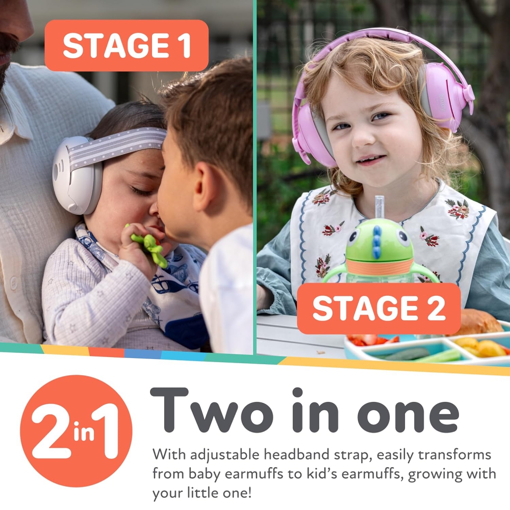 Nuby Soft Sounds 2-in-1 Noise Cancelling Earmuffs - Grey - Image 13